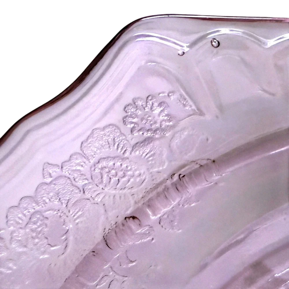 Anchor Hocking Mayfair Open Rose Cup, 2 Saucers Pink Depression Glass 1930s